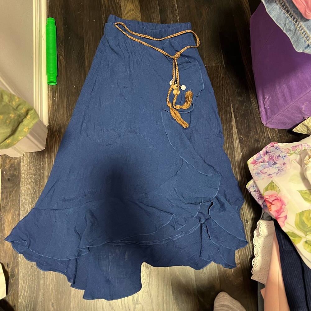 Amy Byer girls navy blue High-Low Gauze Skirt size 8